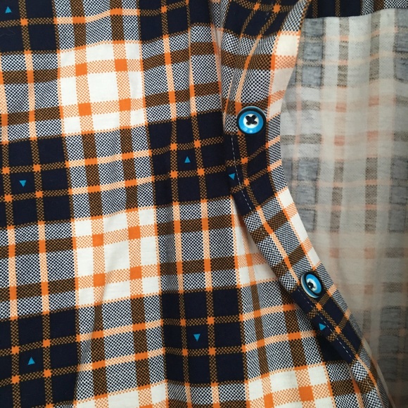 Butter Cloth button up-orange & navy - Picture 3 of 5